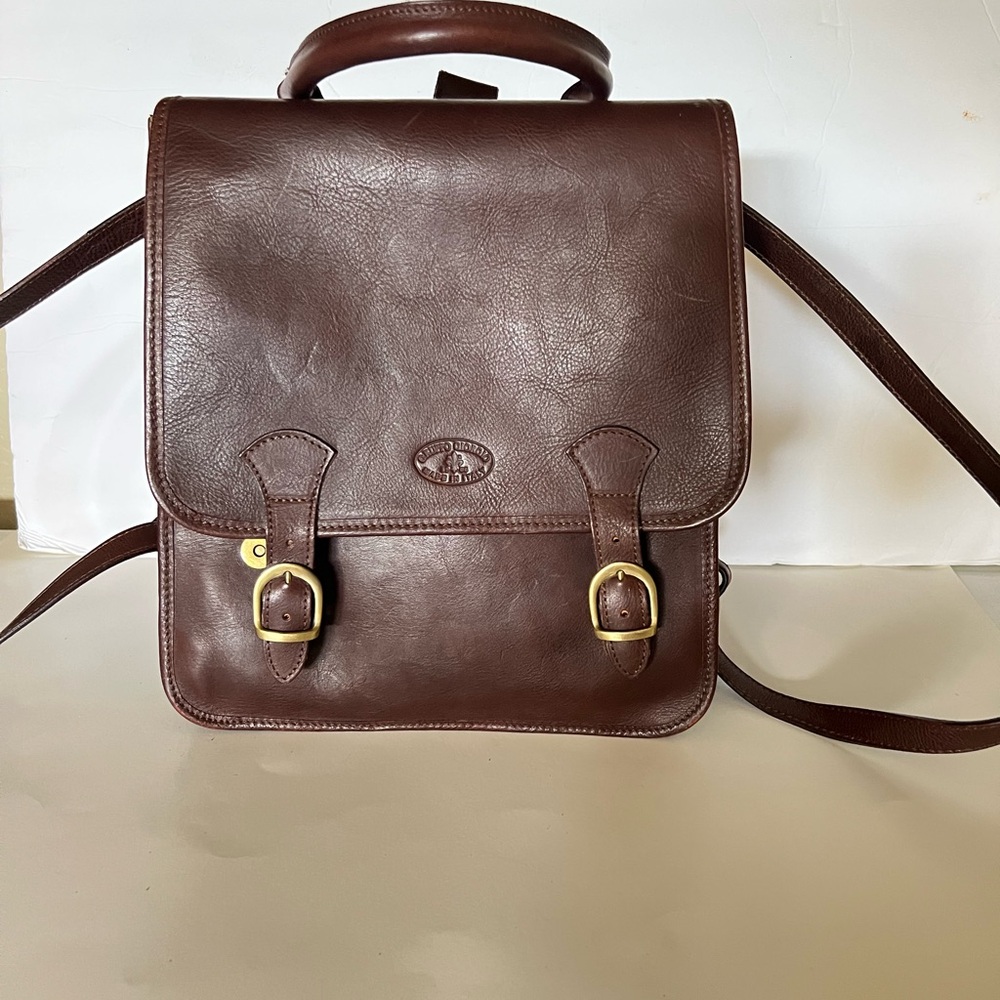 Vintage GRUPPO GIORGIO 1966 Made in Italy Brown Leather Convertible Backpack